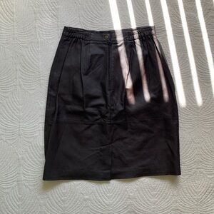 VTG NWT VENEZIA Women Sz 16 Lined Brown Leather MIDI‎ Skirt Elastic Waist Grunge